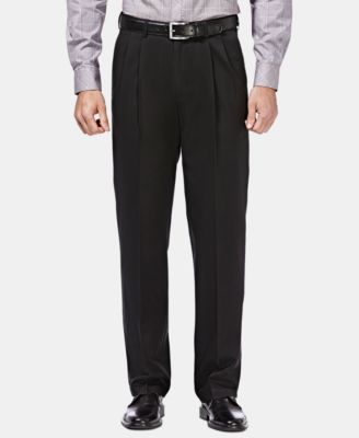 Haggar - Men's Premium No Iron Khaki Classic-Fit Pleat Hidden Expandable Waist Pants