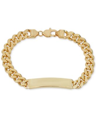 Italian Gold - Cuban Chain ID Bracelet in 14k Gold-Plated Sterling Silver or Sterling Silver