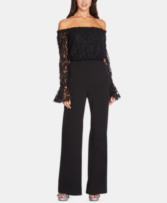 Adrianna Papell - Off-The-Shoulder Lace Jumpsuit