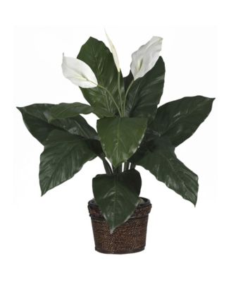 Nearly Natural - Spathiphyllum w/ Wicker Silk Plant