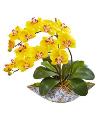 Nearly Natural - Phalaenopsis Orchid Artificial Arrangement in Vase