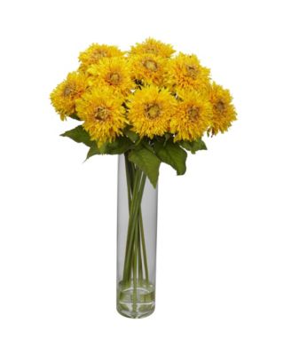 Nearly Natural - Sunflower w/Cylinder Silk Flower Arrangement