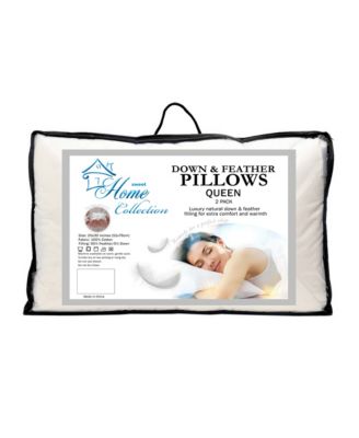 Sweet Home Collection - Down and Feather Blend 100% Cotton Cover Premium Queen Pillow 2-Pack