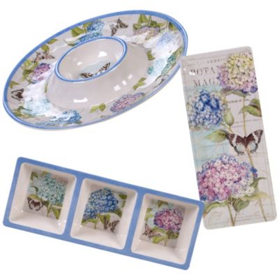 Certified International - Hydrangea Garden 3-Pc. Hostess Set