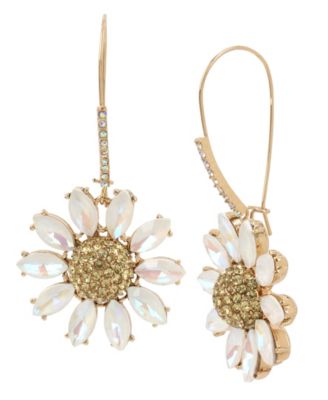 Betsey Johnson - Pave Daisy Flower Long Drop Earrings