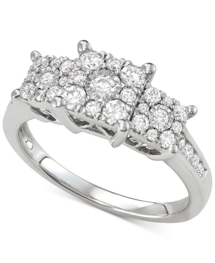 Macy's Diamond Princess Triple Halo Engagement Ring (3/4 ct ...