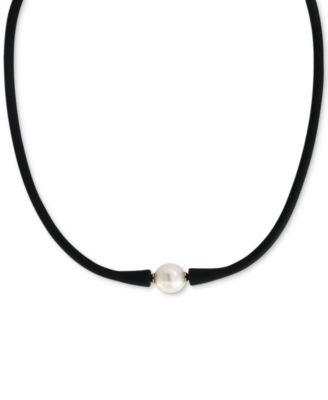 EFFY Collection - Cultured Freshwater Pearl (11mm) Black Silicone 14" Choker Necklace