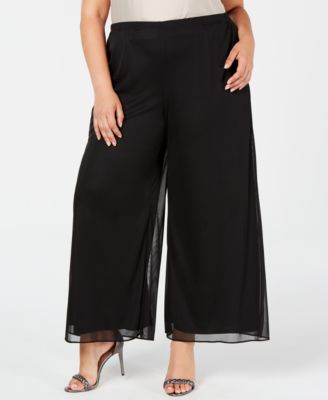 MSK - Plus Size Mesh Wide-Leg Pants