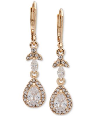 Anne Klein - Gold-Tone Crystal Teardrop Chandelier Earrings