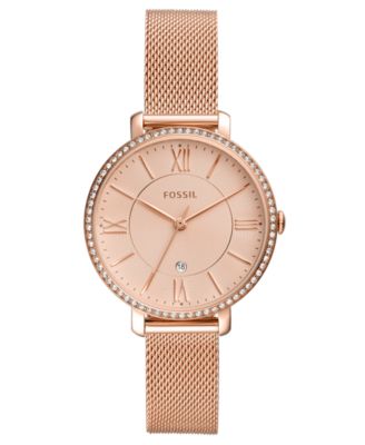 Fossil - Women's Jacqueline Rose Gold-Tone Stainless Steel Mesh Bracelet Watch 36mm