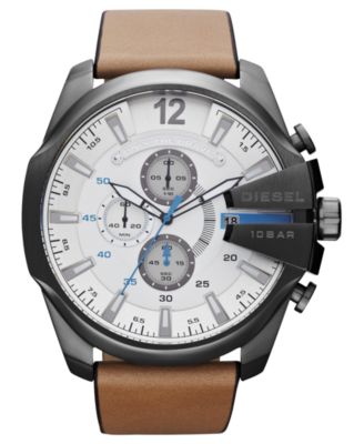 Diesel - Watch, Men's Chronograph Tan Leather Strap 51mm DZ4280