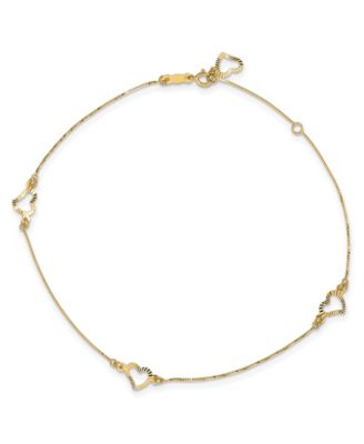 Macy's Brand - Heart Anklet with Adjustable 1" Extension in 14k Yellow Gold