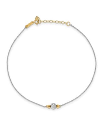 Macy's Brand - Bead Ropa Chain Anklet in 14k White and Yellow Gold