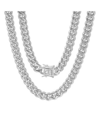 STEELTIME - Men's Stainless Steel 24" Miami Cuban Link Chain with 10mm Box Clasp from