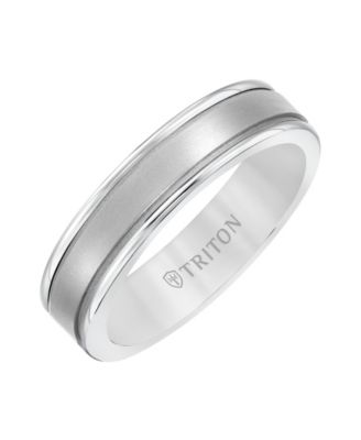 Triton - 6MM White Tungsten Carbide Ring with 14K White Gold Step Edge Insert