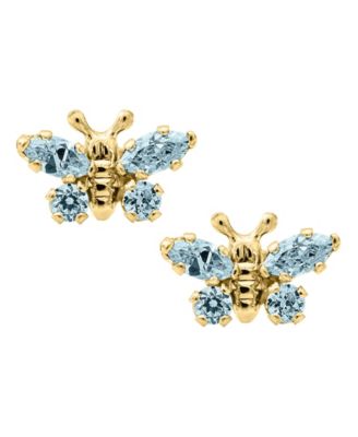 Macy's Brand - Children's Birthday Cubic Zirconia Butterfly Earrings in 14k Yellow Gold