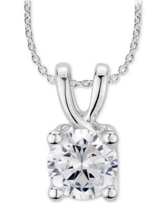 GIA Certified Diamonds - Certified Diamond Solitaire 18" Pendant Necklace (1 ct. t.w.) in 14k White Gold