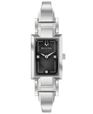 Bulova - Women's Diamond-Accent Stainless Steel Bangle Bracelet Watch 18x33mm
