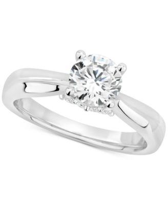 GIA Certified Diamonds - Certified Diamond Solitaire Engagement Ring (1-1/2 ct. t.w.) in 14k White Gold