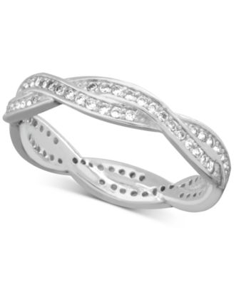 Essentials - Cubic Zirconia Twist Ring in Fine Silver-Plate