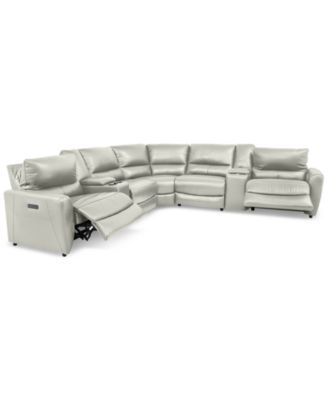 Furniture - Danvors 7-Pc. Leather Sectional Sofa with 2 Power Recliners, Power Headrests, 2 Consoles, and USB Power Outlet