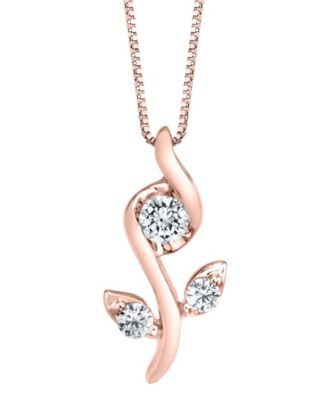 Sirena - 1/0 ct. t.w.Diamond Rose Pendant in 14k White, Yellow or Rose Gold