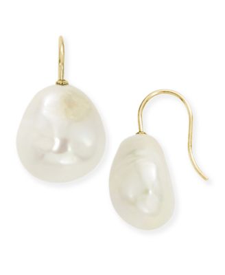 Macy's - Cultured Baroque Pearl (12 mm) Drop Earrings Set in 14k Gold