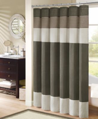 Madison Park - Amherst Colorblocked 72" Square Faux-Silk Shower Curtain