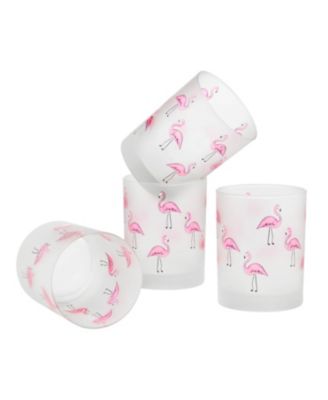 Culver - Flamingos DOF Glass 14-Ounce Set of 4