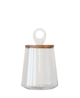 Bloomingville - Large Clear Glass Jar with Mango Wood & Marble Lid