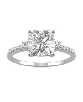 Charles & Colvard - Moissanite Cushion Engagement Ring 1-3/4 ct. t.w. Diamond Equivalent in 14k White Gold