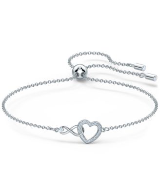 Swarovski - Silver-Tone Crystal Heart & Infinity Symbol Slider Bracelet