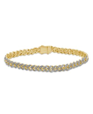 Macy's Brand - Men's Diamond (3 ct. t.w.) Cuban Link Bracelet in 10K Yellow Gold