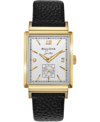 Bulova - Men's My Way Black Leather Strap Watch 29.5 x 47mm