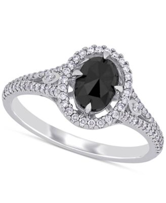 Macy's Brand - Diamond Oval Black Halo Engagement Ring (1 ct. t.w.) in 14k White Gold