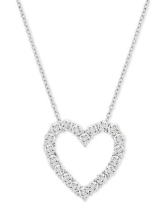 Macy's Brand - Diamond Heart 18" Pendant Necklace (1/10 ct. t.w.) in Sterling Silver