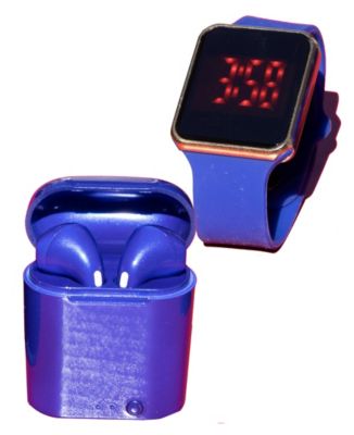 Ztech - Unisex LED Touch Watch and Wireless Headphones with Portable Charging Case Set