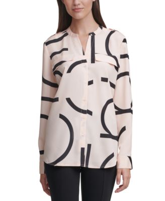 Calvin Klein - Long Sleeve Logo Button Front Blouse