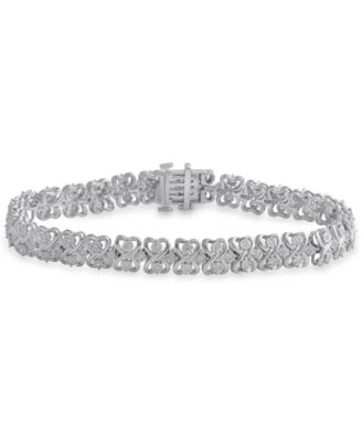 Macy's Brand - Diamond Heart Link Bracelet (1 ct. t.w.) in Sterling Silver