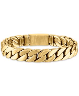 Esquire Men's Jewelry - Curb Link Chain Bracelet in Gold-Tone Ion-Plated Stainless Steel or Stainless Steel