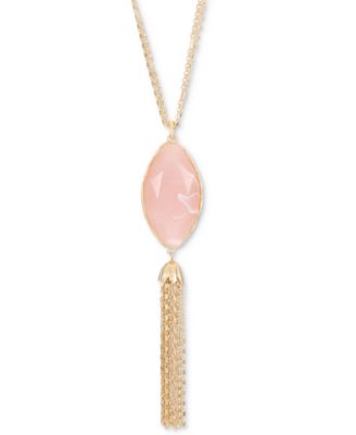 Style & Co - Stone & Chain Tassel Long Lariat Necklace, 32" + 3" extender