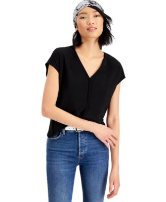Bar III - Seamed V-Neck Top