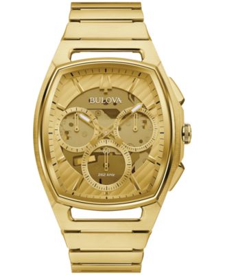 Bulova - Men's Chronograph Curv Gold-Tone Stainless Steel Bracelet Watch 41.7mm