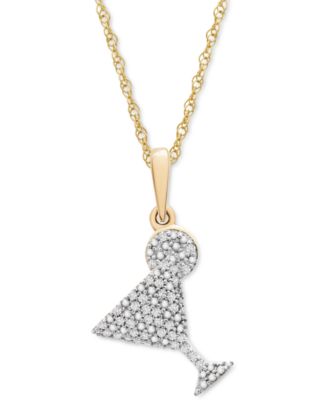 Wrapped - Diamond Martini 18" Pendant Necklace (1/10 ct. t.w.) in 10k Gold