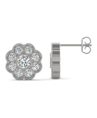 Charles & Colvard - Moissanite Floral Stud Earrings 3/4 ct. t.w. Diamond Equivalent in 14k Gold, Rose Gold or White Gold