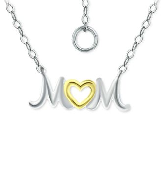 Giani Bernini - MOM Heart Pendant Necklace in Sterling Silver & 18k Gold-Plated, 16" + 2" extender