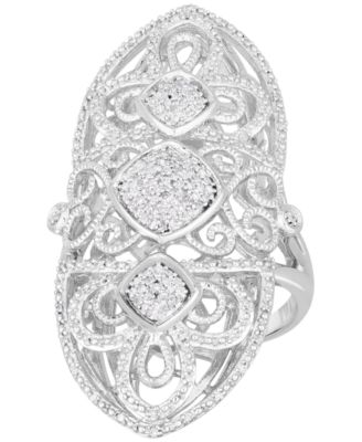 Macy's Brand - Diamond Filigree Statement Ring (1/4 ct. t.w.) in Sterling Silver