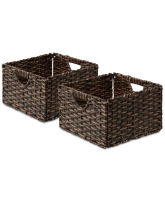 Seville Classics - Foldable Handwoven Cube Storage Baskets, Set of 2