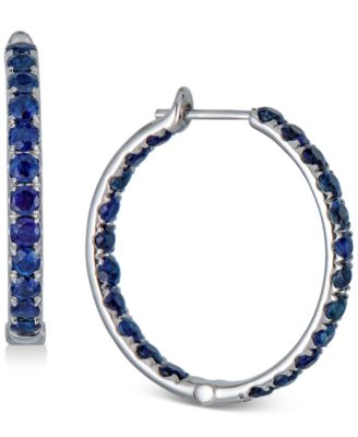 Macy's Brand - Emerald In & Out Small Hoop Earrings (5 ct. t.w.) in Gold-Plated Sterling Silver, 1" (Also in Ruby & Sapphire)