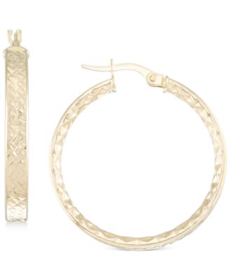 Macy's Brand - Textured Small Hoop Earrings in 10k Gold, 1"